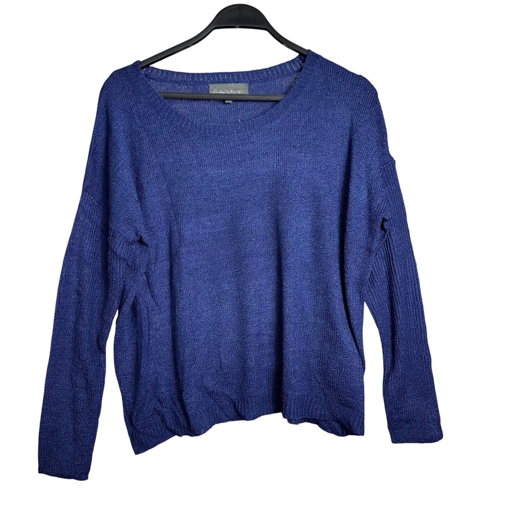 Sunday in Brooklyn Anthropologie Knit Sweater Top Blue Crew‎ Neck Long Sleeve S